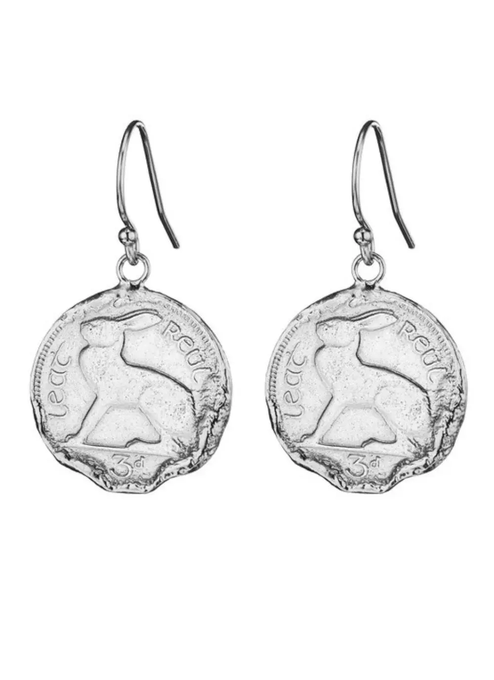 Sterling Silver Irish 3 Pence Coin Earrings